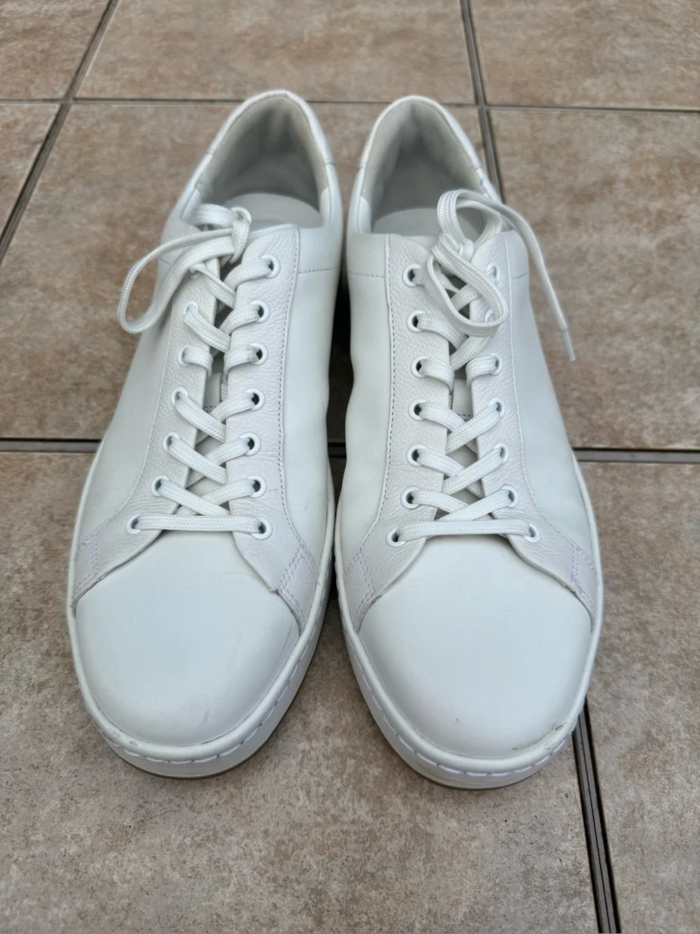 ALLEN EDMONDS BARNES LEATHER LACE-UP SNEAKER WHITE